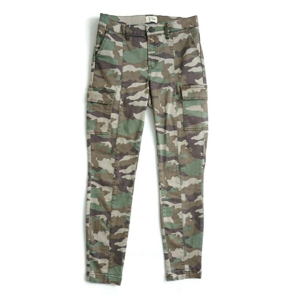 J Crew Womens Camoflauge Camo Cargo Skinny Jeans Size 26 Green Stretch Cotton